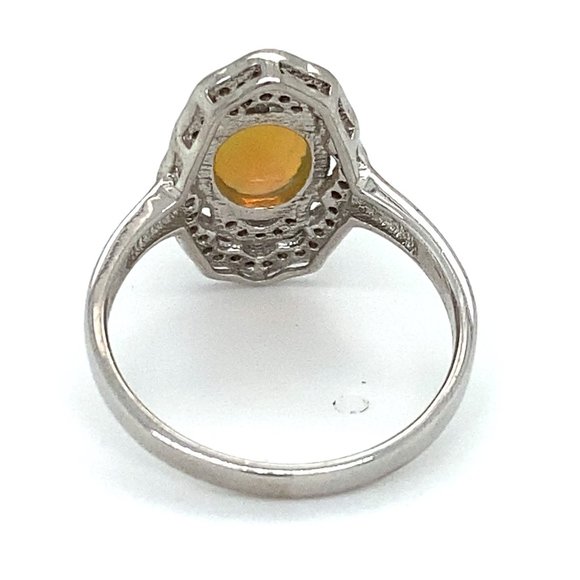 Opal 1.90ct Platinum Finish Solid Silver Ring - Picture 6 of 8